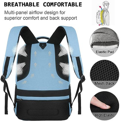 Laptop Backpack,Business Travel Anti Theft Slim College Backpack | Water Resistant Durable Computer Bag Gift for Women & Men Fits 15.6 Inch Laptop and Notebook - Pale Blue - color: Pale Blue, size: 15.6 Inch, style: Laptop
