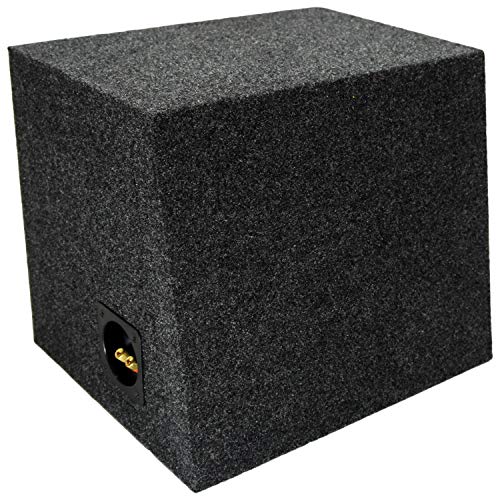 12" Inch Angled Subwoofer Box Sealed Single Sub Enclosure 5/8" MDF - ASC | Slant-back bass speaker cabinet for trunk and hatchback installs, airtight woofer housing, compact unloaded budget build