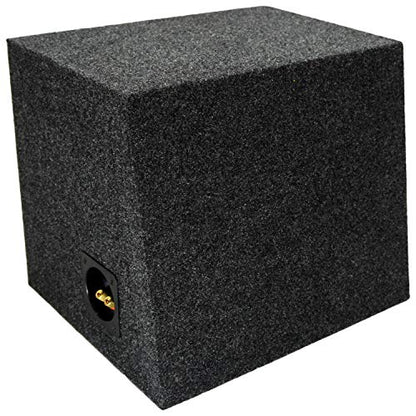 12" Inch Angled Subwoofer Box Sealed Single Sub Enclosure 5/8" MDF - ASC | Slant-back bass speaker cabinet for trunk and hatchback installs, airtight woofer housing, compact unloaded budget build