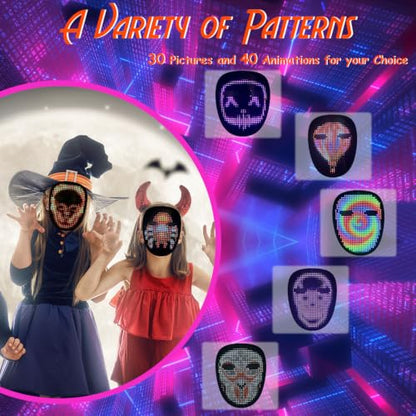 Depointer Life LED Mask Gesture Sensing Light up Mask Cool Gifts for Kids | Halloween Costumes,Christmas,Boy Gifts,Coolest Gifts,Trunk or Treat,USB-C Rechargeable,Suitable for Adults And Children - style: Kids Mask Rechargeable