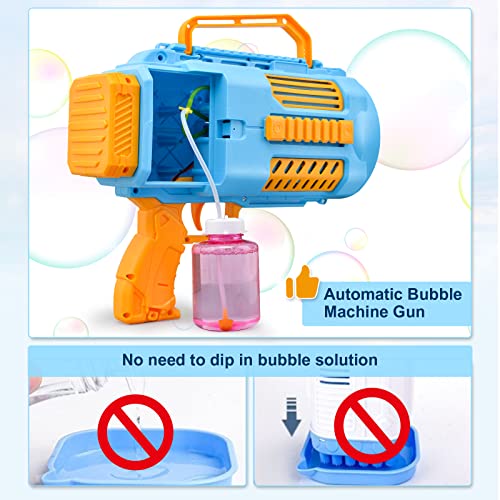 KB KAIBO Upgraded Bubble Gun No Dip, Bubble Machine Gun with LED Lights, 9000+ Bubbles Per Minute for Kids, Boys Girls 3-12 Years Old, Birthday Party Wedding Outdoor Favors - Blue