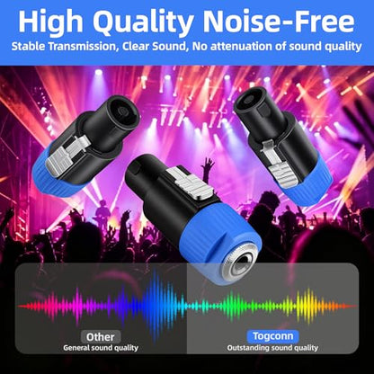 Speakon to 1/4" 6.35mm Adapter 2 Pack, NL4FC 4-Pole SpeakON Male to 1/4 Inch 6.35mm TS Mono Female Speaker Audio Converter Connector with Twist Lock for Speakers, Mixer, Amplifiers, and PA Systems - size: 2 Pack