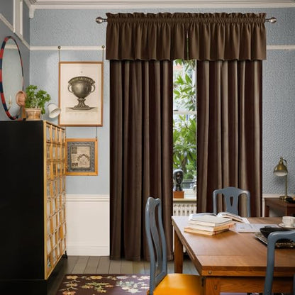 NICETOWN Brown Velvet Valance Curtain, W42 x L18, 1 Panel - color: Brown Series - Brown, size: 42"W x 18"L (Pack of 1)