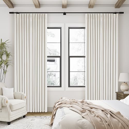 TWODRAPES Natural Cream Linen Black Out Curtains 120 Inch Long Pinch Pleat - color: Natural Linen, size: 40"W x 120"L (Pack of 2)