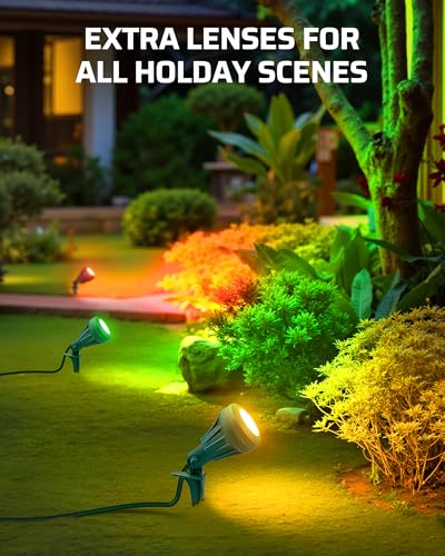 DEWENWILS 120V Spotlight Outdoor,500LM Landscape Lighting,3 Extra Lenses - color: Green