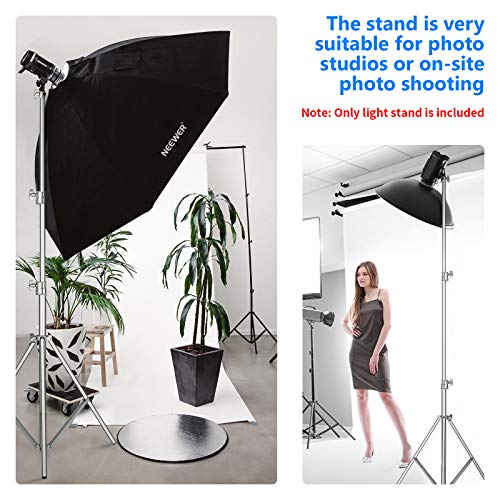NEEWER 118"/3m Stainless Steel Light Stand, Spring Cushioned Heavy Duty Photography Tripod with 1/4" to 3/8" Universal Screw Adapter for Strobe, LED Video Light, Ringlight, Monolight, Softbox | Photography Tripod with 1/4" to 3/8" Universal Screw Adapter