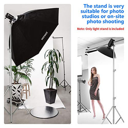 NEEWER 118"/3m Stainless Steel Light Stand, Spring Cushioned Heavy Duty Photography Tripod with 1/4" to 3/8" Universal Screw Adapter for Strobe, LED Video Light, Ringlight, Monolight, Softbox | Photography Tripod with 1/4" to 3/8" Universal Screw Adapter