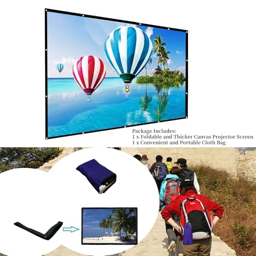 200 Inch Portable Folding Outdoor Projector Screen 16:9 Movie Screen | Big Size, Thick Canvas Material, HD Projection Movie Screen for Home Theater/School/Office/Party/Sports Events - size: 200 Inch