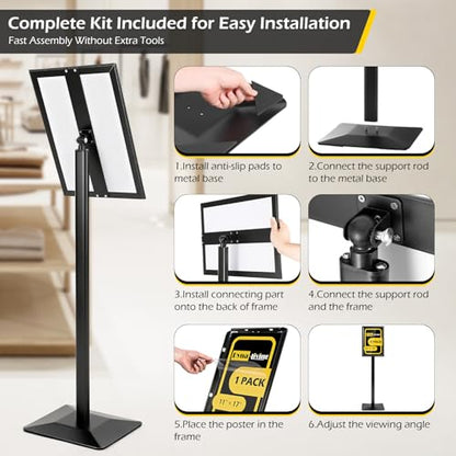 Dyna-Living Sign Holder Stand 11 x 17 Inch Sign Stands for Display, 1 Pack Heavy-duty Pedestal Sign Holder, Adjustable Floor Standing Signs Holders, Poster Holders Stand for A3 Advertising - size: 11'' x 17''-1 Pack