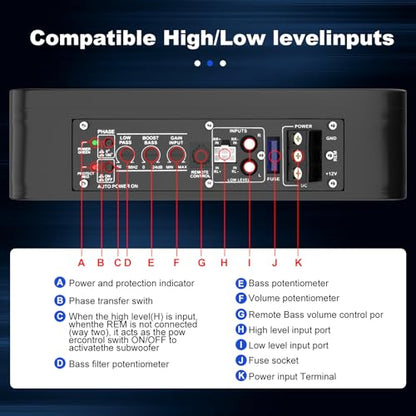 1200w subwoofer,Under Seat Subwoofers with Amp(Class D MOSFET Amp) | Slim Under Seat Powered Car Subwoofer,Underseat Car Subwoofer and Amp Package,Truck Sub and Amp Combo(Blue LED)