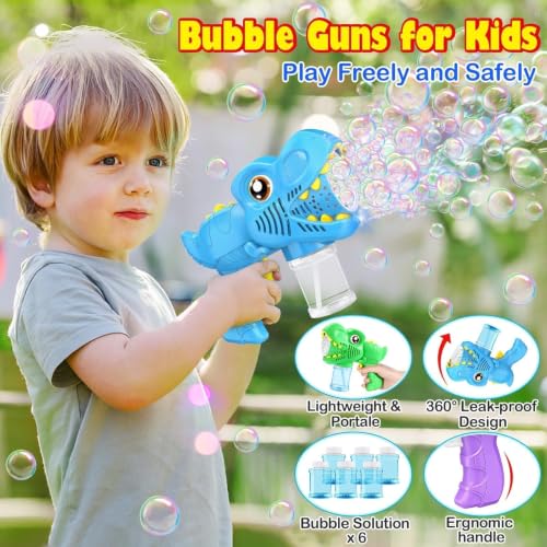 3 Bubble Guns Kids Toys Bubbles Machine, Outside Toys for Ages 3-5 4-8 Kids - color: Blue+green+purple