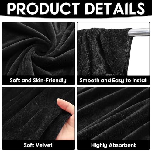 Hunnmingre 2 Pcs 5 X10 ft Velvet Curtains Backdrop Drapes, Black | Wrinkle Free Silky, Velvet Wedding Backdrop Drapes, Photo Curtains for Parties Birthday Baby Shower Photography Background - color: Black