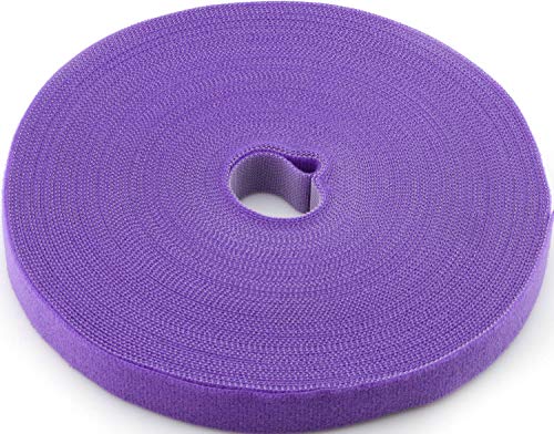 Reusable Fastening Tape Cable Ties 3/4 Inch Double Side Hook Roll (25 Yard, Purple) - color: Purple, size: 25 Yard