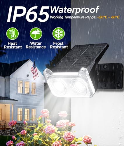 LETMY Solar Lights Outdoor Waterproof IP65, 6 Pack Solar Spot Lights Outdoor With 14 Big LEDs, 2-in-1 Wall Lights & 2 Modes Solar Powered Landscape Spotlights for Garage Pathway Yard Decor Garden Gift - size: 6 PACK