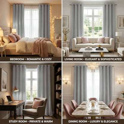 SNITIE Grey 52”x108” Long Velvet Curtains with Grommet - 2P - color: Grey, size: 52"W x 108"L (Pack of 2)