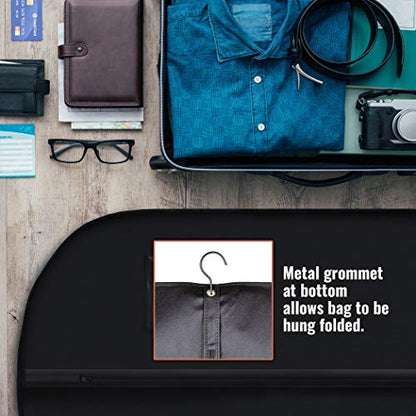 PLX 40" Black Garment Bags Suit Bag for Travel & Clothing Storage | Dresses and Coats Protection for Men and Women, Hanging Cover, Closet Protector, Shirts, Fur and Dance Costumes, Jackets - size: 5 pack black: 40” x 24”