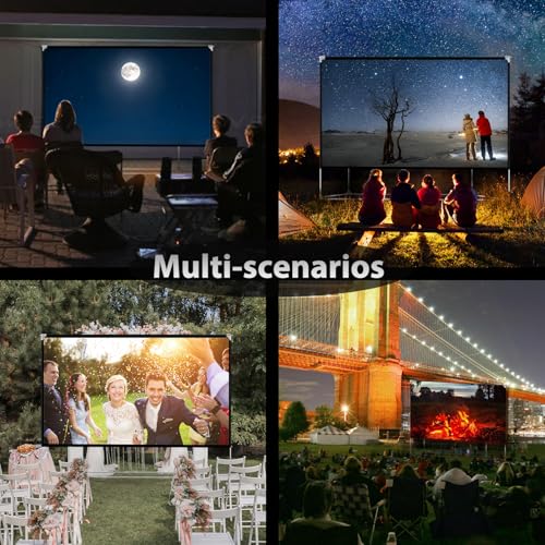 Projector Screen and Stand 150 inch Large Outdoor Projection Screen 16:9 HD 4K Portable Projection Movie Screen with Carry Bag Foldable Anti Crease Windproof Design for Home Theater Backyard Cinema - size: 150 inch