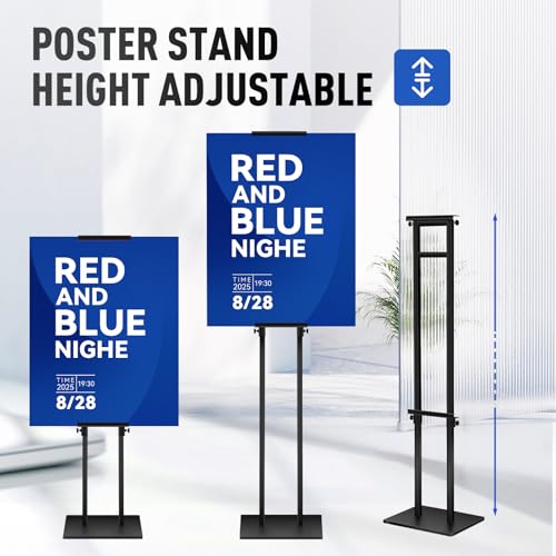 22x28 Poster Stand Floor Sign Holder, Double Sided Adjustable Pedestal Sign Stand with Heavy Duty Iron Base, Commercial 24×36 Display signage for Store Restaurant Office Hospitals Schools Hotel & Business Advertising