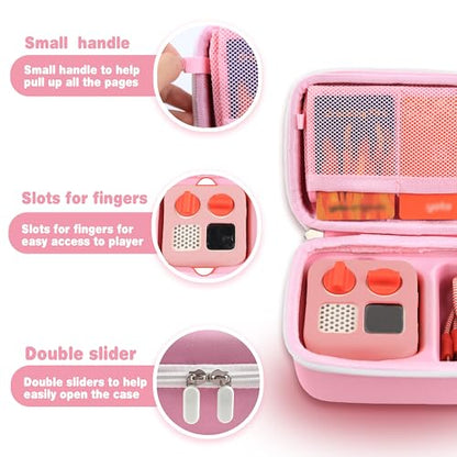 Hard Travel Case Compatible with Yoto Mini–Kids Audio & Music Player,Yoto Card Holder Bag with Adjustable Shoulder Strap for Up to 36 Audiobook Cards,Children’s Mini Player. (Pink) - color: Pink