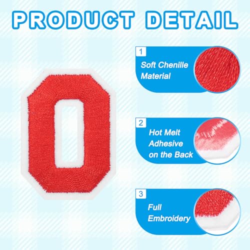 MECCANIXITY Iron on Number Patches 2" Number 0 Iron on Embroidered Patch Sew on Letter Stickers Applique for Repairing Clothing Jeans Shoes Hats DIY(Red, Pack of 9) - style: Number 0