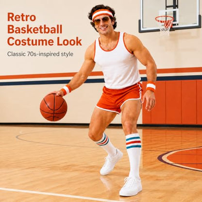 COUVER Jackie Moon Semi Pro Halloween Costume Accessories Set | Retro 70s Basketball Outfit, Whole Set - color: One Tube Socks Only