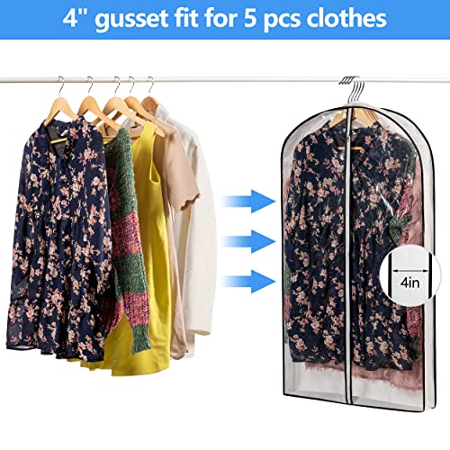 Mskitchen Hanging Clothes Storage with 4" Gusseted Garment Covers (Set of 6) - Clear Suit, Dress, Sweater, Shirt Protectors - 24"x 40"x 4" / 6 Pack - size: 24"x40"x4"/ 6 Pack