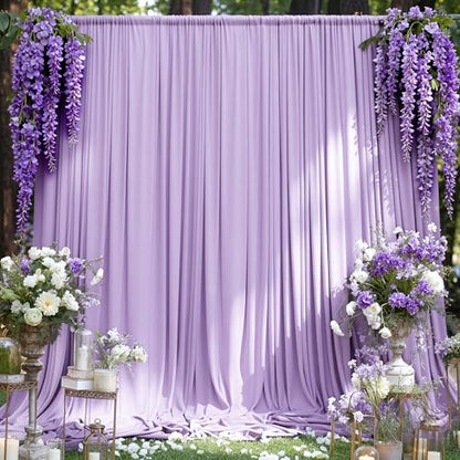 MEETSKY Purple Backdrop Curtains,Wedding Backdrop Drapes,5ft x 7ft,2 Panels | Wedding party backdrops curtains,lavender photo backdrop,fabric background curtains,rod pocket,boy girl baby shower - color: Light Purple, size: 60"W x 84"L (Pack of 2)