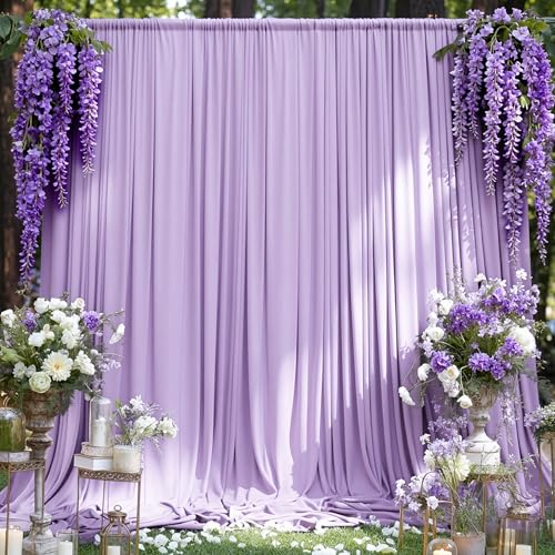 MEETSKY Purple Backdrop Curtains,Wedding Backdrop Drapes,5ft x 7ft,2 Panels | Wedding party backdrops curtains,lavender photo backdrop,fabric background curtains,rod pocket,boy girl baby shower - color: Light Purple, size: 60"W x 96"L (Pack of 2)