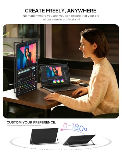 UPERFECT Portable Monitor 4K 60Hz 18.5", 145% sRGB QLED Laptop Monitor | 400 Nits Ultra-Slim Monitor, USB-C & MINI HDMI, VESA & Case, Travel Second Screen for Laptop, Computer, PC, Game Consoles - size: 18.5