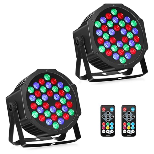36LEDs RGB Stage Lights 2Pack: 36W LED Par - Sound Activated Remote & DMX Control - Corded Electric Uplights for Events Wedding Party Club Band Music Dance DJ Live Show Church Lighting - color: 36LEDs Stage Lights - 2 Pack