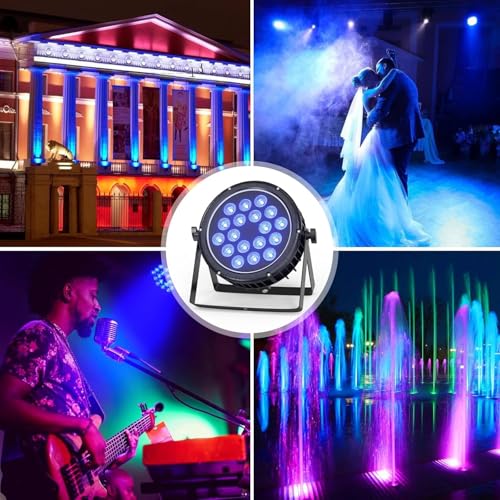 4 Pack Waterproof Stage Lights, 18X18W RGBW LED Par Light, LED DJ Par Lights 4/8 Channels DMX 512 with Sound Activated for Concert Event KTV Birthday Party Church Wedding Outdoor Light