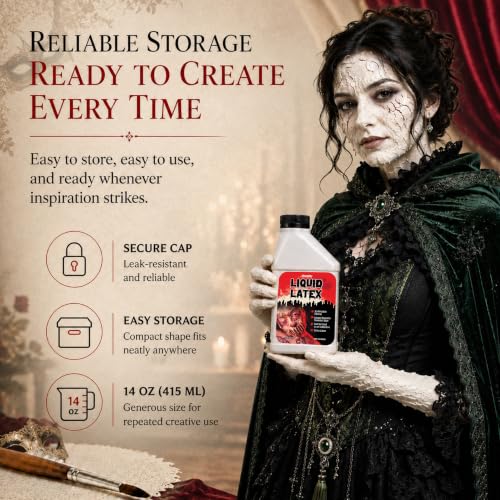 Kangaroo 14 oz Liquid Latex Skin Body Paint Special Effects for Cosplay | Professional Grade Liquid Latex SFX Makeup Prosthetics for Cosplay, Theater & Film - Creates Fake Scars, Zombie Makeup Skin