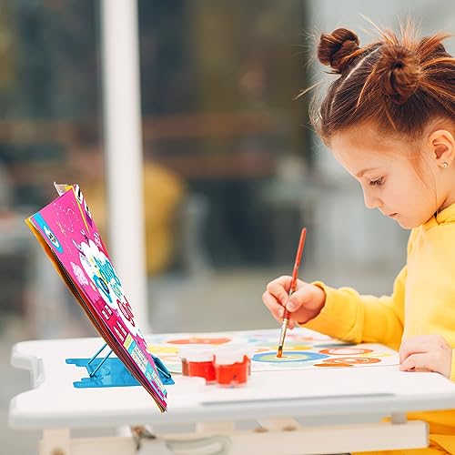 MSDADA Small Desk Book Stand Metal Reading Rest Book Holder | Adjustable Cookbook Documents Holder Portable Sturdy Bookstands for Recipes Textbooks Tablet Music Books(Sky Blue） - color: Sky Blue