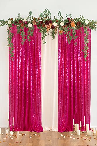 PartyDelight Hot Pink Sequin Backdrop Curtains 2x8ft 2 Panels - color: Hot Pink, size: 24"W x 96"L (Pack of 2)