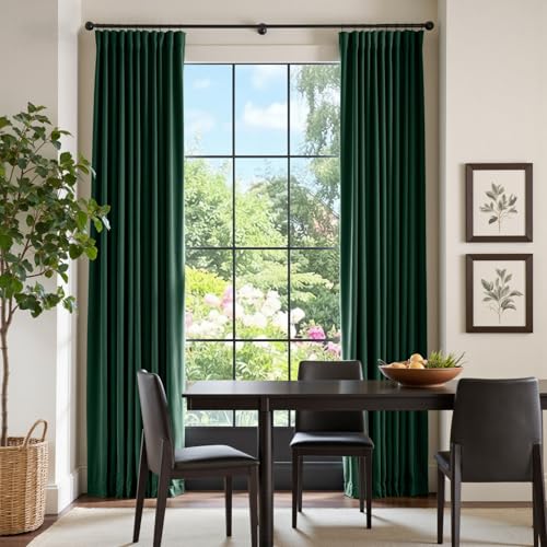 Lazzzy Green Velvet Curtains 84 Inch Long Blackout Pinch Pleated Thermal Room Darkening Drapes Luxury Back Tab Window Treatments for Bedroom Living Room 2 Panels, 52 x 84 Inch, Emerald Green - color: Emerald Green, size: 52"W x 84"L (Pack of 2)