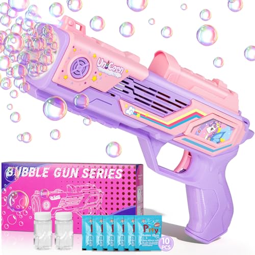 Unicorn-Bubble Gun：Unicorn Toys for Girls Age 4-6, Outdoor Toys for Kids Ages 4-8, 3+ Year Old Girl Gifts, Easter, Summer, Wedding, Party Favors, Halloween, Birthday Gifts