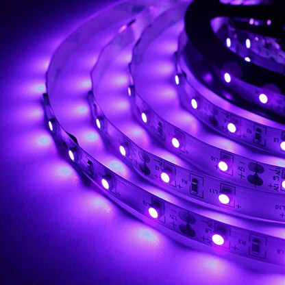 LED UV Black Light Strip Kit, Ultraviolet 16.4FT/5M 3528 300LEDs, 395nm-405nm Blacklight for DJ Bar Club Party Decor Night Fishing with 12V Power Supply - size: 12V Non-Waterproof - 16.4 ft