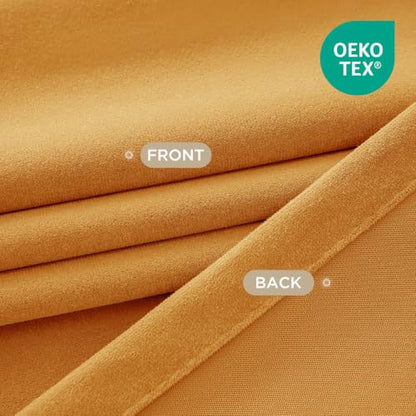 Joydeco Yellow Velvet Curtains 63 inch Length 2 Panels, Luxury Blackout Rod Pocket Thermal Insulated Window Curtains, Super Soft Room Darkening Drapes for Living Dining Room Bedroom,W52 x L63 inches - color: Rod Pocket | Golden Yellow, size: 52"W x 63"L (