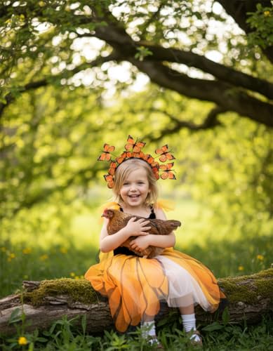 Zivyes Butterfly Fascinator Hats Women Monarch Tea Party Headband Alice in Wonderland Hat Derby Halloween Costume - color: Orange