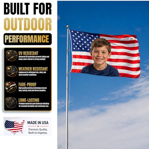 Custom Flag with Face on It by Custom Boss; Pink American Flag Custom; Custom Flag with Picture Photo Logo; 1x1½ 2x3 3x5 4x6 5x8 FT; 2 Grommets; No Pole; Made in USA - color: Flag with Photo