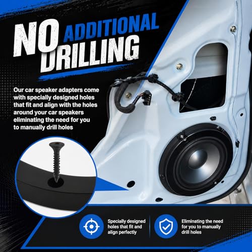 4PCS Car 6.5 Speaker Spacer Ring Set,No-Drill Door Speakers Adapter for Auto Speakers Upgrades,Professional Cars 6.5 Speaker Rings with 16PCS Screws for Most Vehicles