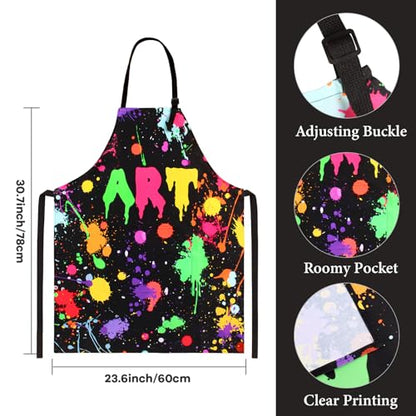 Kyson Artist Costume for Adult 8 Pcs Painter Halloween Dress Up with Beret Apron Palette Paint Brushes Earrings Bandana Beard - color: Black Art Apron
