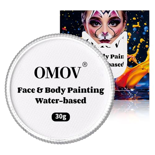 White Face Paint 30g (1oz) Non-Toxic, Water Activated Face Painting Kit for Kids Adults, SFX Makeup Facepaint Palette for Halloween vampire, Christmas , Cosplay, Theater Party, Joker Costume - color: White
