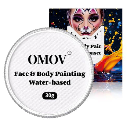 White Face Paint 30g (1oz) Non-Toxic, Water Activated Face Painting Kit for Kids Adults, SFX Makeup Facepaint Palette for Halloween vampire, Christmas , Cosplay, Theater Party, Joker Costume - color: White