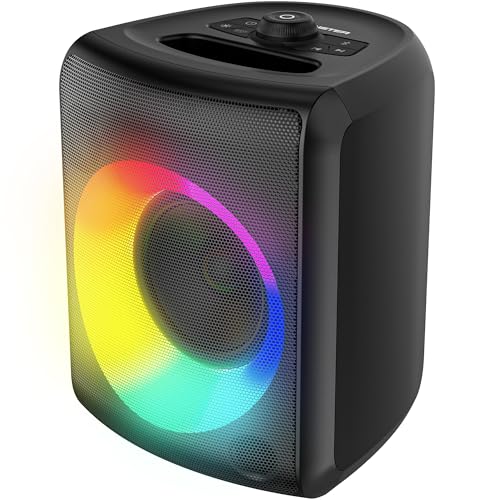 Monster Musicbox Bluetooth Speaker, 60W Loud Portable Wireless Speaker with Dynamic RGB Lighting, Speakers for Outdoor, Stereo Sound, 12H Playtime, IPX5 Water Resistant, Supports TF Card, AUX, Black