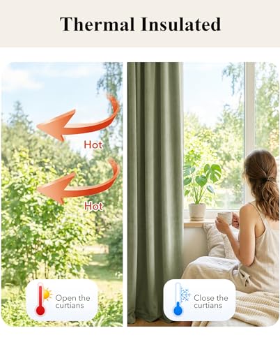 StangH Sage Green Velvet Curtains Farmhouse for Bedroom, W42xL96, 2 Panels - color: Green Series - Sage Green, size: 42"W x 96"L (Pack of 2)