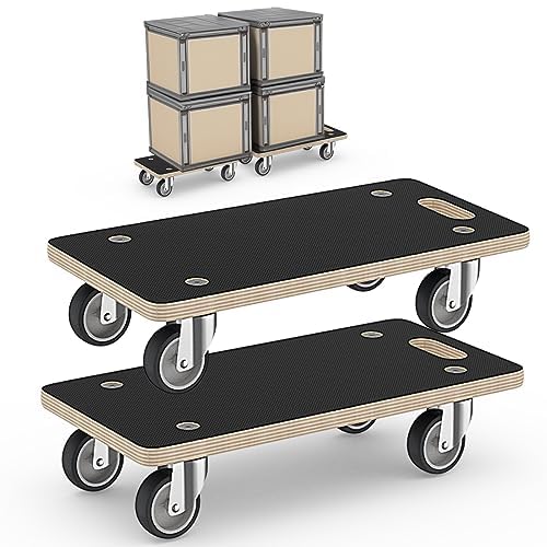 Wood Platform Dolly 4 Wheels Heavy Duty Furniture Mover Dolly 550 Lbs Capacity (2 Packs) Christmas Edition Color Family Trolley Specification - color: Rectangle