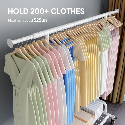 HOKEEPER Clothing Garment Rack Capacity 525LBS Collapsible Clothes Rack | Adjustable Clothing Racks on Wheels Rolling Clothes Rack for Hanging Clothes Heavy Duty Commercial Easy Assemble 75"W*71"H - color: Chrome, size: 22"D x 75"W x 71"H