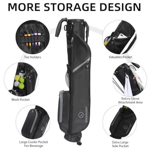 Small Golf Stand Bag Lightweight Golf Easy Carry Bag with Strap and Stand for The Driving Range, Par 3 and Executive Courses Small Golf Bags for Men or Women. - color: BLACK/GREY