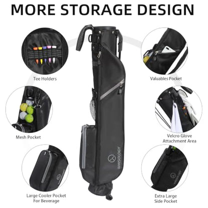 Small Golf Stand Bag Lightweight Golf Easy Carry Bag with Strap and Stand for The Driving Range, Par 3 and Executive Courses Small Golf Bags for Men or Women. - color: BLACK/GREY